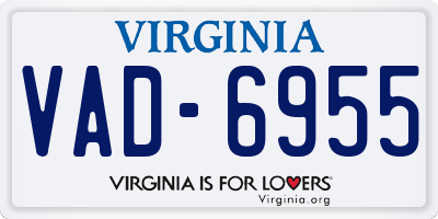 VA license plate VAD6955