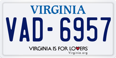 VA license plate VAD6957