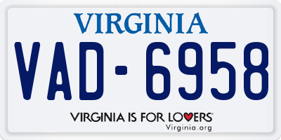 VA license plate VAD6958