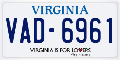 VA license plate VAD6961