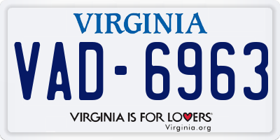 VA license plate VAD6963