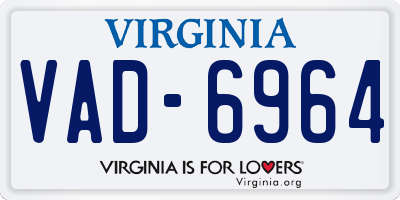 VA license plate VAD6964