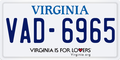 VA license plate VAD6965