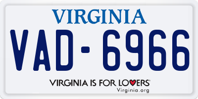 VA license plate VAD6966