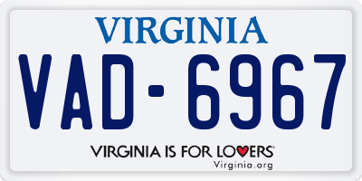 VA license plate VAD6967