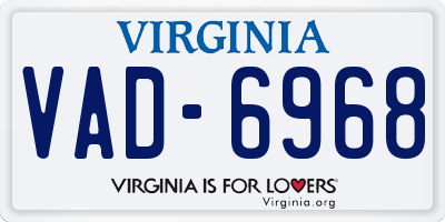 VA license plate VAD6968