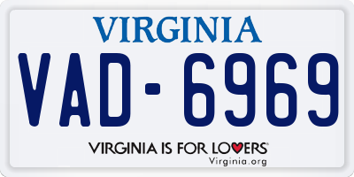 VA license plate VAD6969