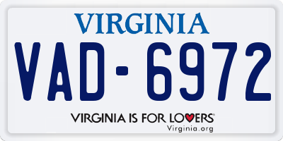 VA license plate VAD6972