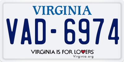 VA license plate VAD6974