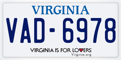 VA license plate VAD6978