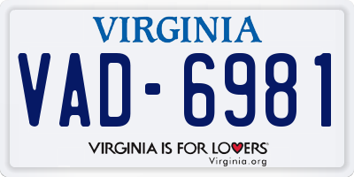 VA license plate VAD6981