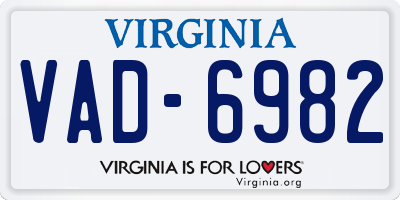 VA license plate VAD6982