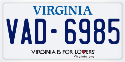 VA license plate VAD6985