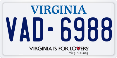 VA license plate VAD6988