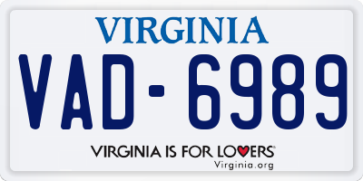 VA license plate VAD6989