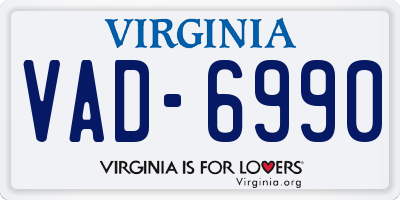 VA license plate VAD6990