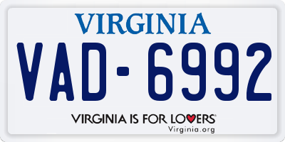 VA license plate VAD6992