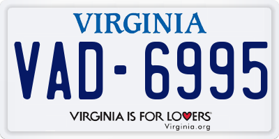 VA license plate VAD6995