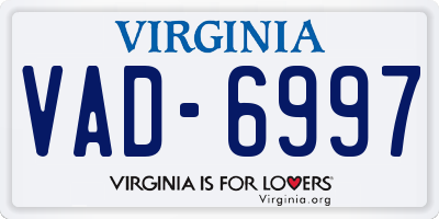 VA license plate VAD6997