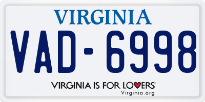 VA license plate VAD6998