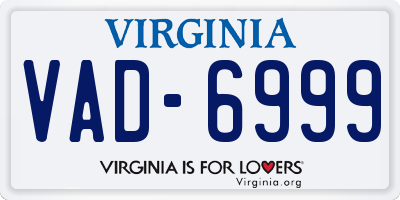 VA license plate VAD6999