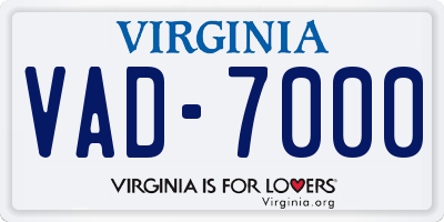 VA license plate VAD7000