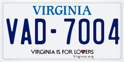 VA license plate VAD7004