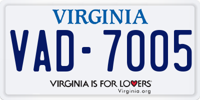 VA license plate VAD7005