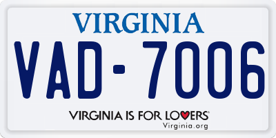 VA license plate VAD7006