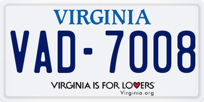 VA license plate VAD7008