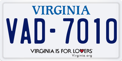 VA license plate VAD7010