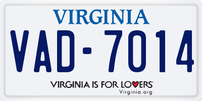 VA license plate VAD7014