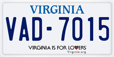 VA license plate VAD7015