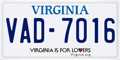 VA license plate VAD7016