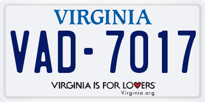 VA license plate VAD7017