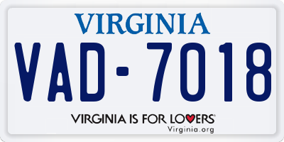 VA license plate VAD7018