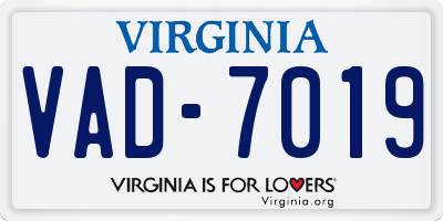 VA license plate VAD7019