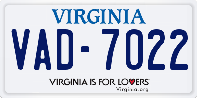 VA license plate VAD7022