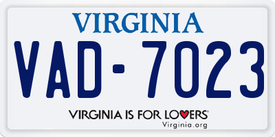VA license plate VAD7023