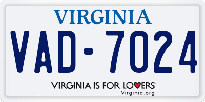 VA license plate VAD7024