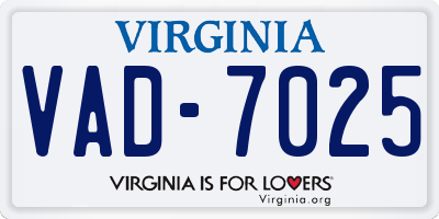 VA license plate VAD7025