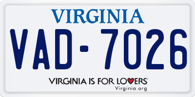 VA license plate VAD7026