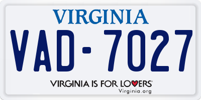 VA license plate VAD7027