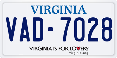 VA license plate VAD7028