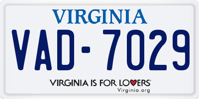 VA license plate VAD7029