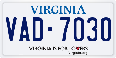 VA license plate VAD7030