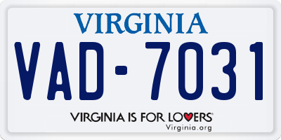 VA license plate VAD7031