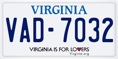 VA license plate VAD7032