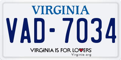 VA license plate VAD7034