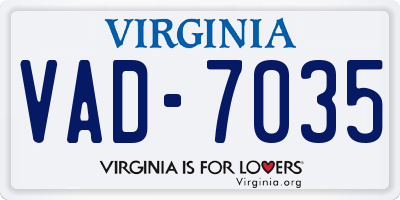 VA license plate VAD7035